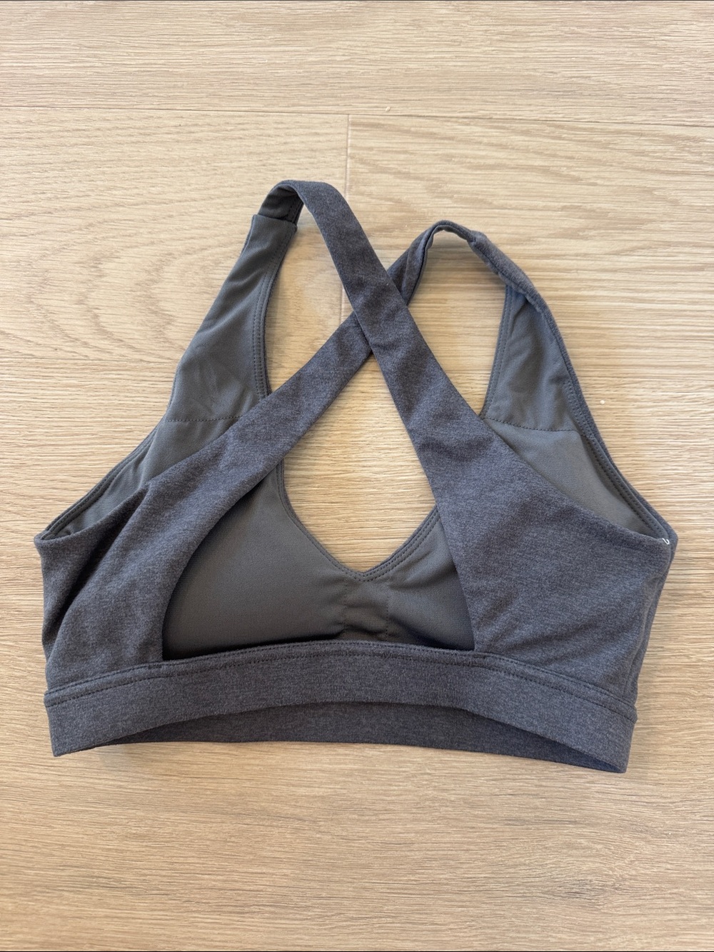 P'tula Charcoal Gray Seamless Crossover Sports Bra. Size small. Worn once - Picture 2 of 3